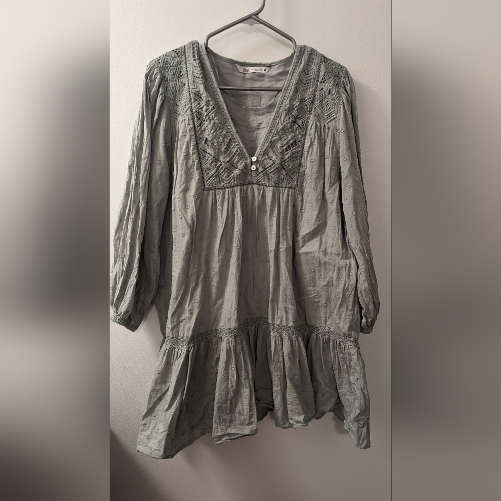 Zara dress size XL green sage light